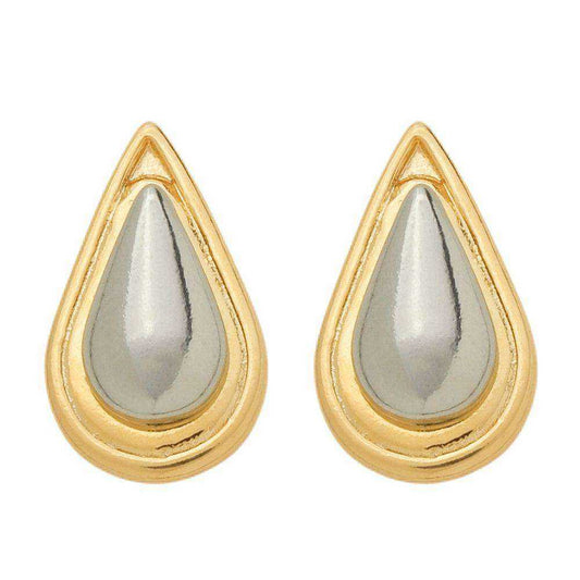 Brinco Dourado e Prateado Formato Gota