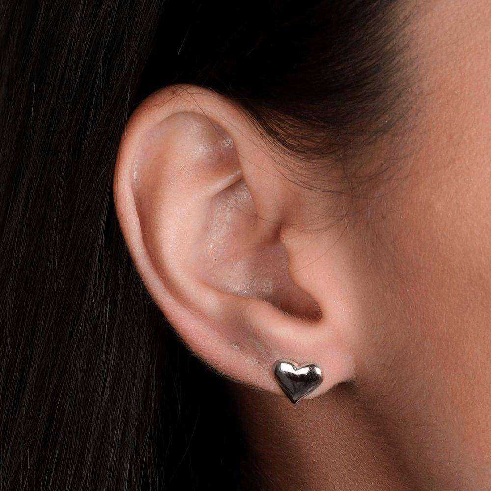 Brinco Prateado de Coração Médio - Galeria