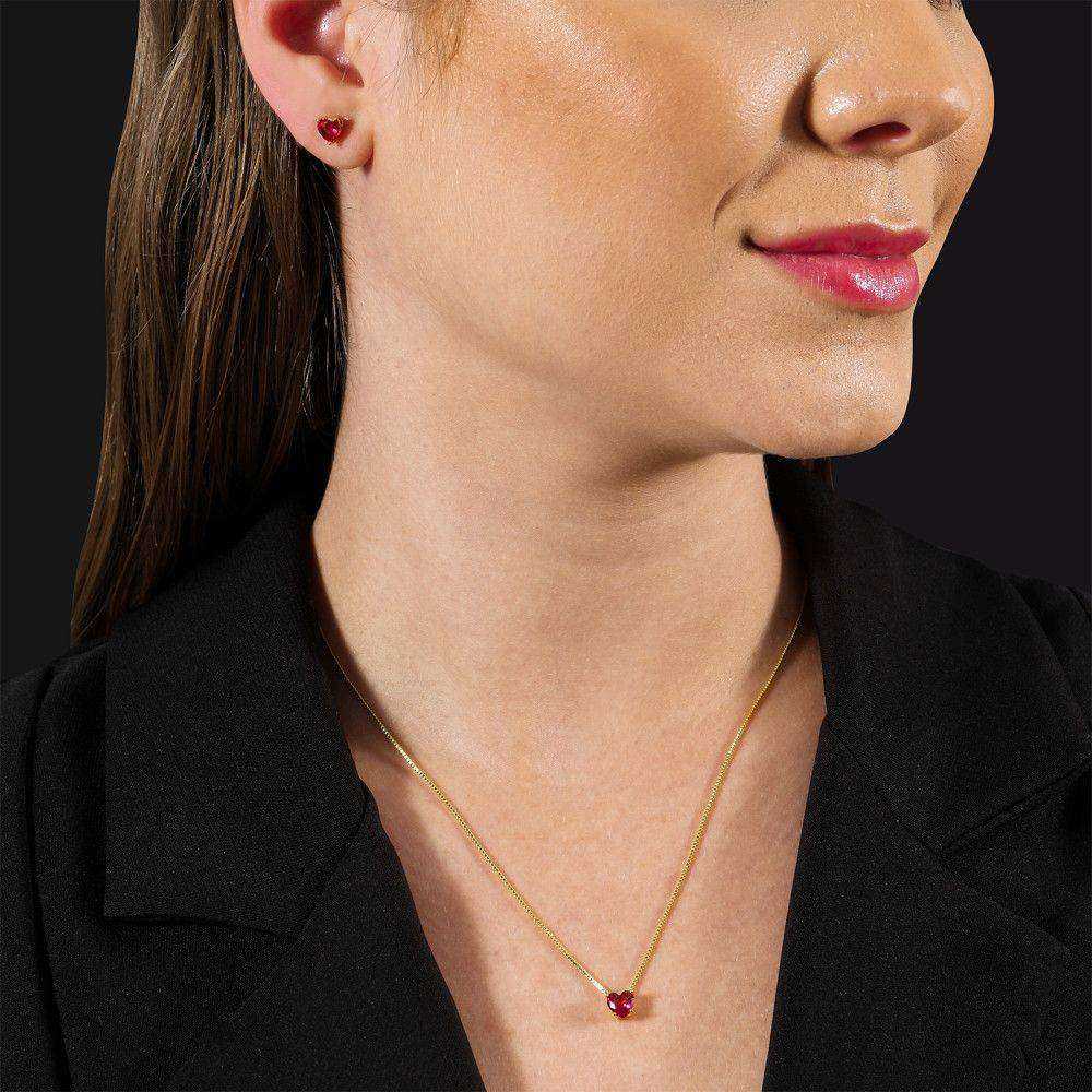 Conjunto Dourado de Coração Vermelho - Galeria