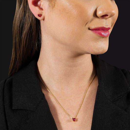 Conjunto Dourado de Coração Vermelho - Galeria