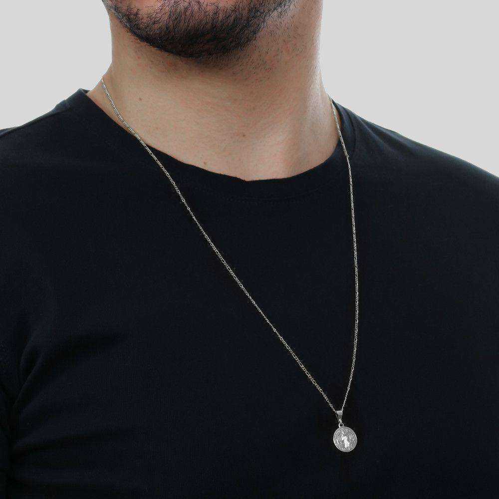 Pingente Prateado Medalha de São Jorge - Galeria