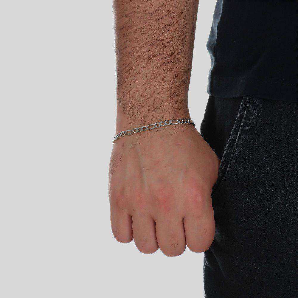 Pulseira Prateada Masculina Elo 3 por 1 – 5mm - Galeria